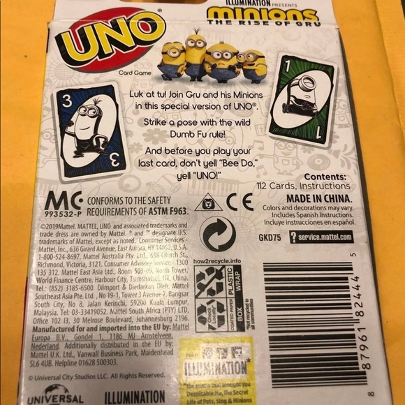Mattel Toys Uno Cards Nwt Minions The Rise Of Gru Cards Poshmark
